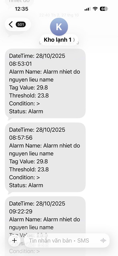 cảnh báo nhiệt độ qua sms